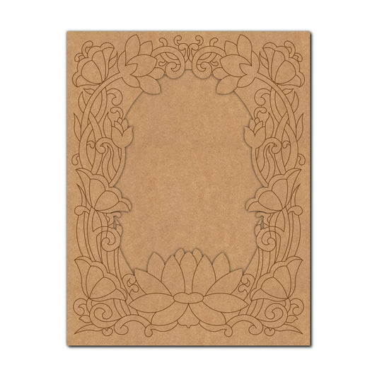 Lotus Wall Mirror Frame Pre Marked MDF Design 1