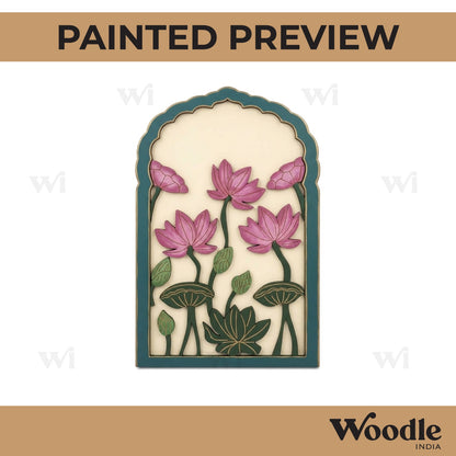 Lotus Floral Jharokha Pre Marked Base MDF Design 1