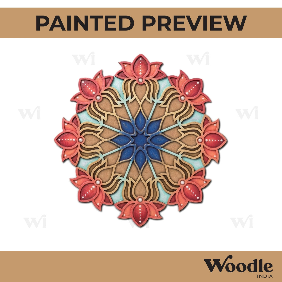 Lotus Reusable Rangoli Base MDF Design 1