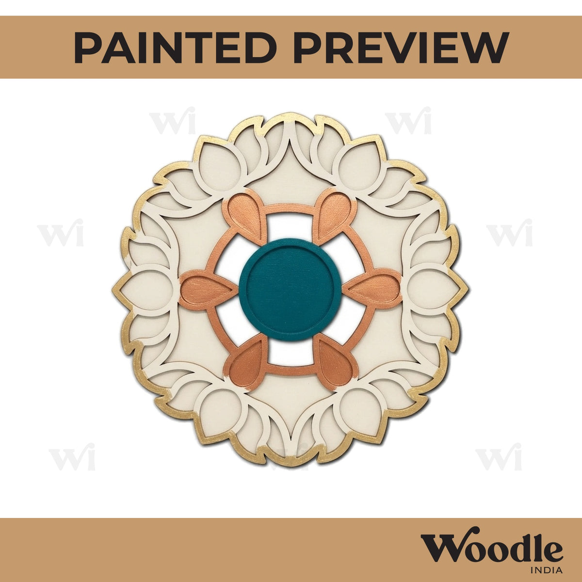 Lotus Reusable Rangoli Base MDF Design 2