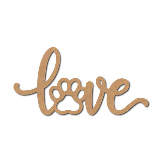 Love Dog Paw Cutout MDF Design 1