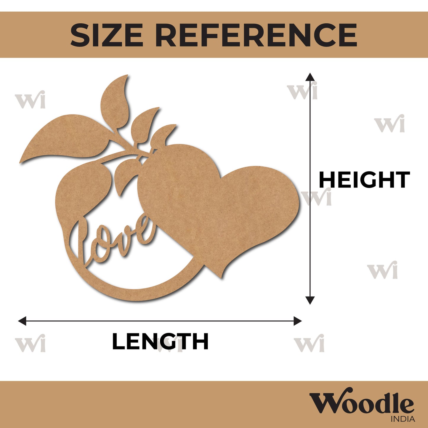 Love Leaf Heart Cutout MDF Design 1