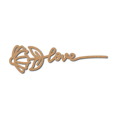 Love Text Flower Cutout MDF Design 1
