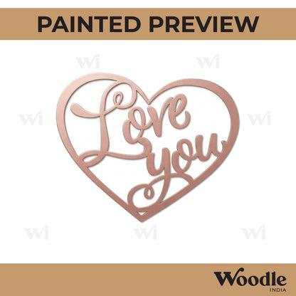 Love You Heart Cutout MDF Design 1