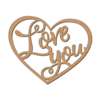 Love You Heart Cutout MDF Design 1