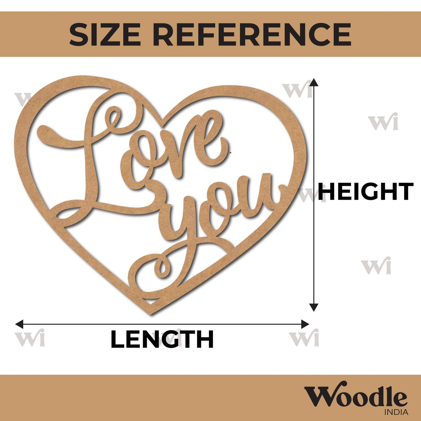 Love You Heart Cutout MDF Design 1