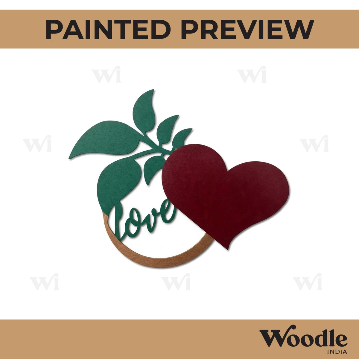 Love Leaf Heart Cutout MDF Design 1