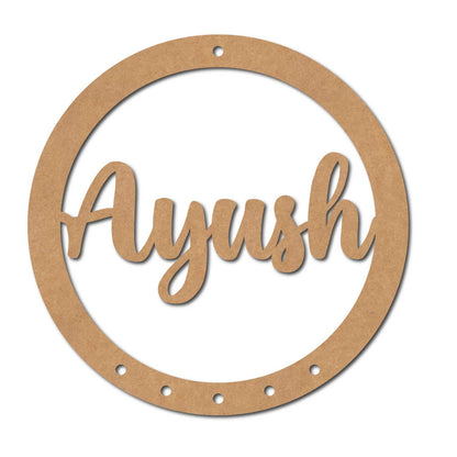 Macrame Ring Circle With Name MDF Design 3