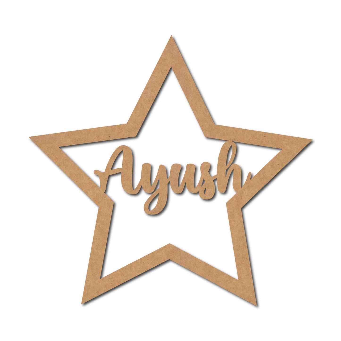 Macrame Ring Star With Name Cutout MDF Design 1