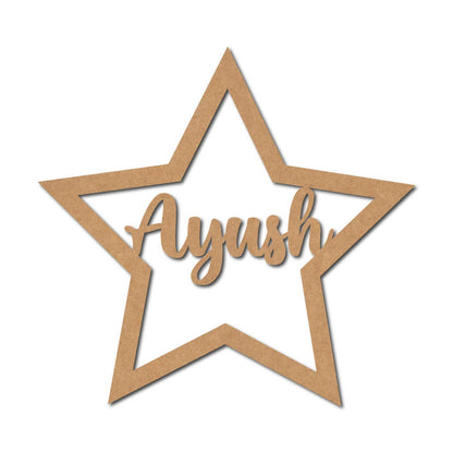 Macrame Ring Star With Name Cutout MDF Design 1