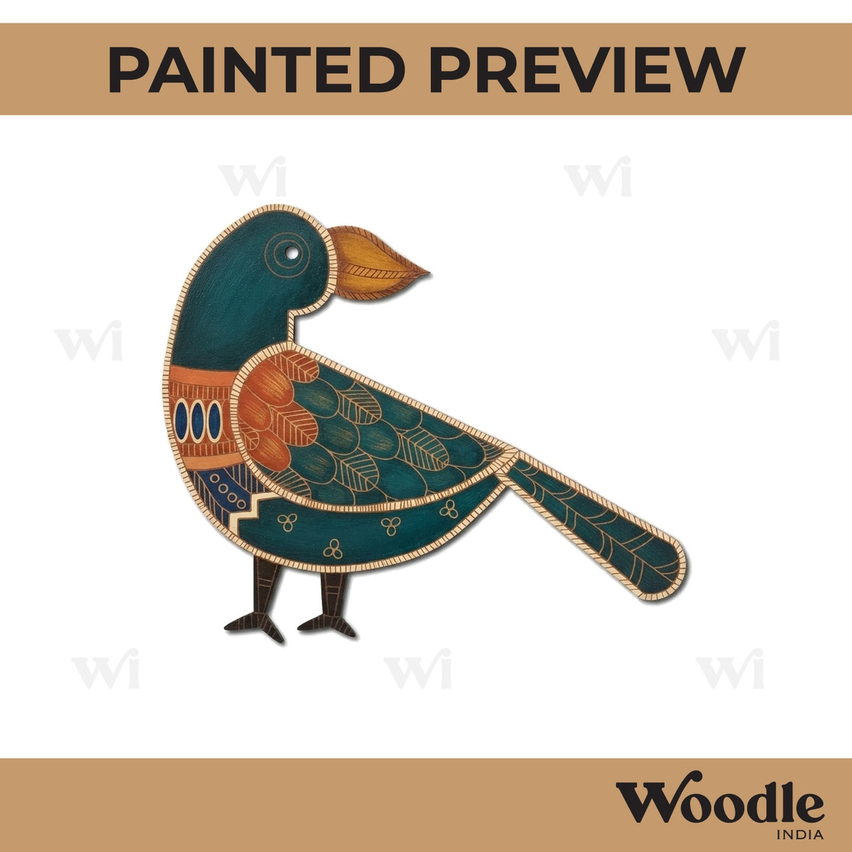 Madhubani Bird Pre Marked MDF Design 2