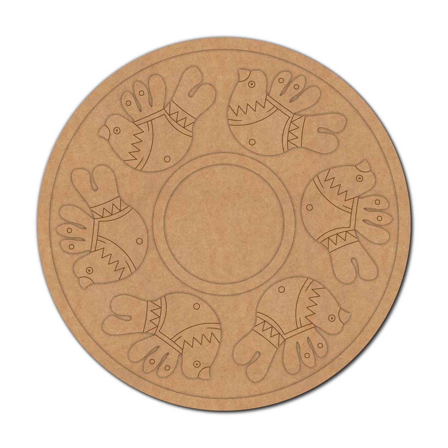 Madhubani Birds Diya Tealight Holder Pre Marked MDF Design 2