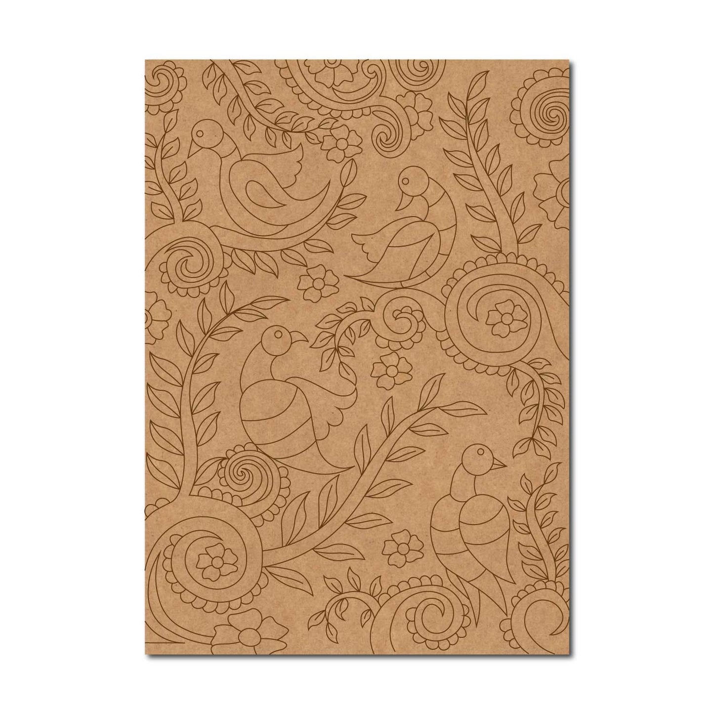 Madhubani Birds Floral Pre Marked Base MDF Design 1