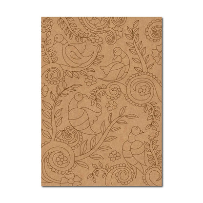 Madhubani Birds Floral Pre Marked Base MDF Design 1