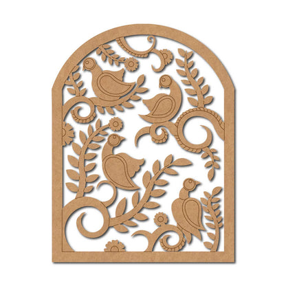 Madhubani Birds Floral Pre Marked Base MDF Design 2