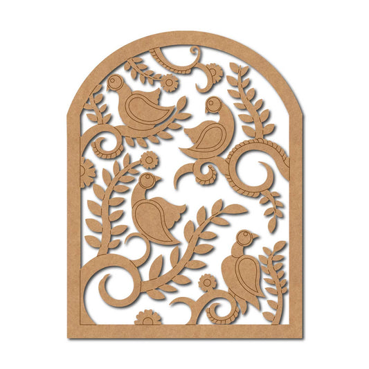 Madhubani Birds Floral Pre Marked Base MDF Design 2