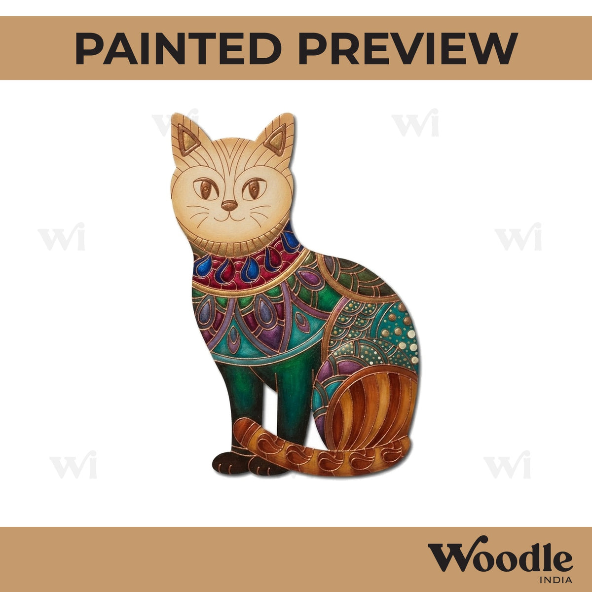 Madhubani Cat Pre Marked MDF Design 1