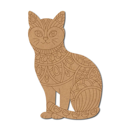 Madhubani Cat Pre Marked MDF Design 1