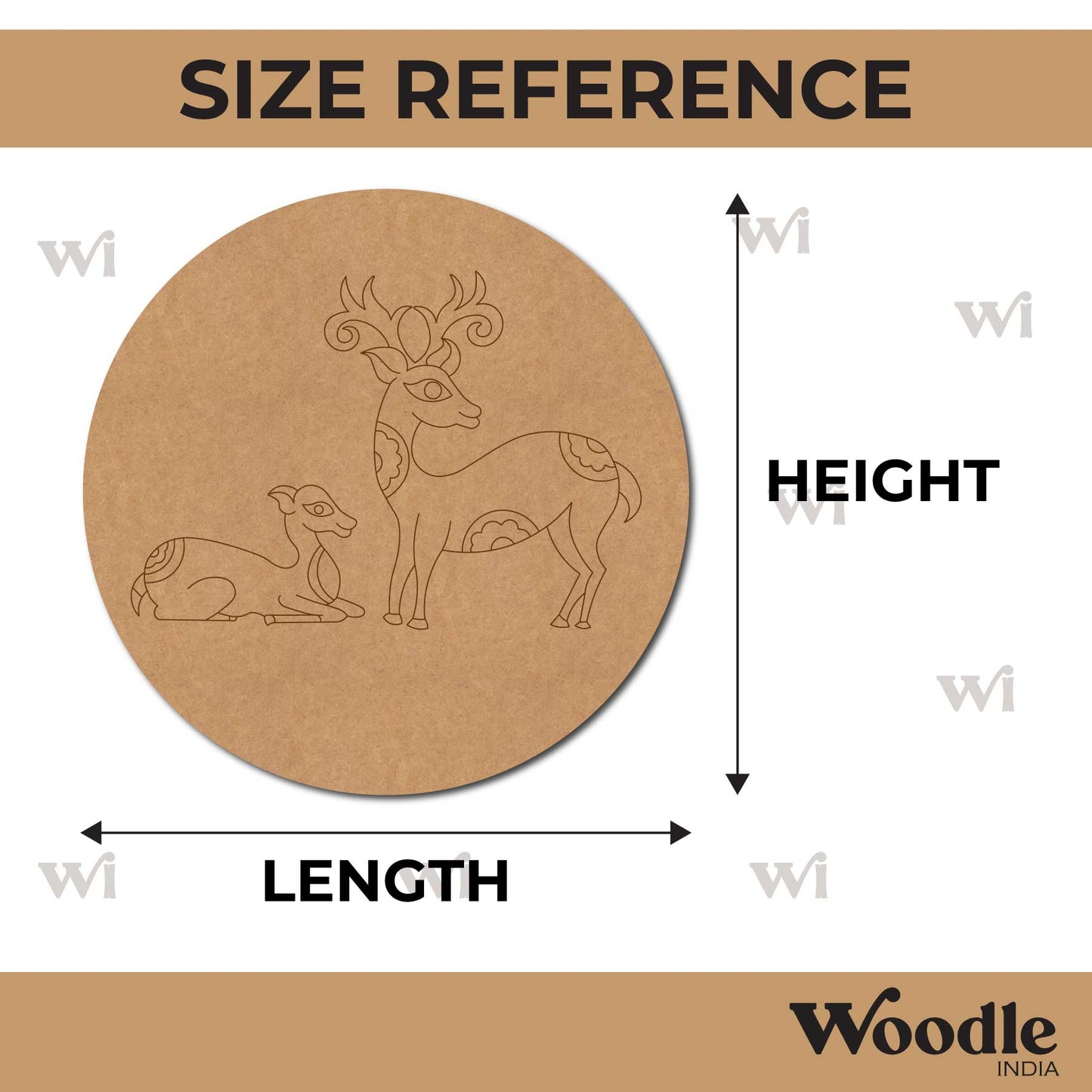 Madhubani Deer Pre Marked Round MDF Design 1