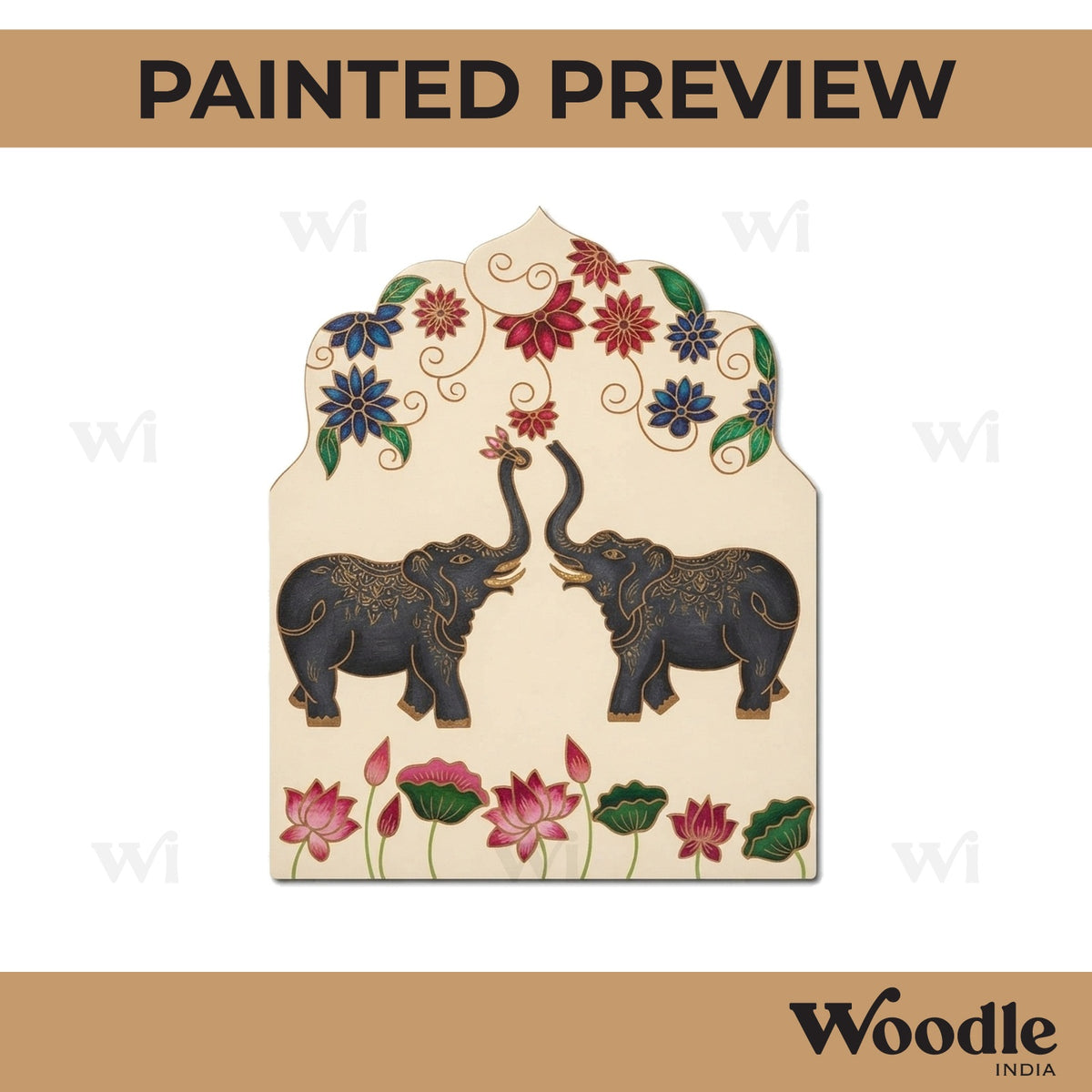 Madhubani Elephant Base Pre Marked MDF Design 1