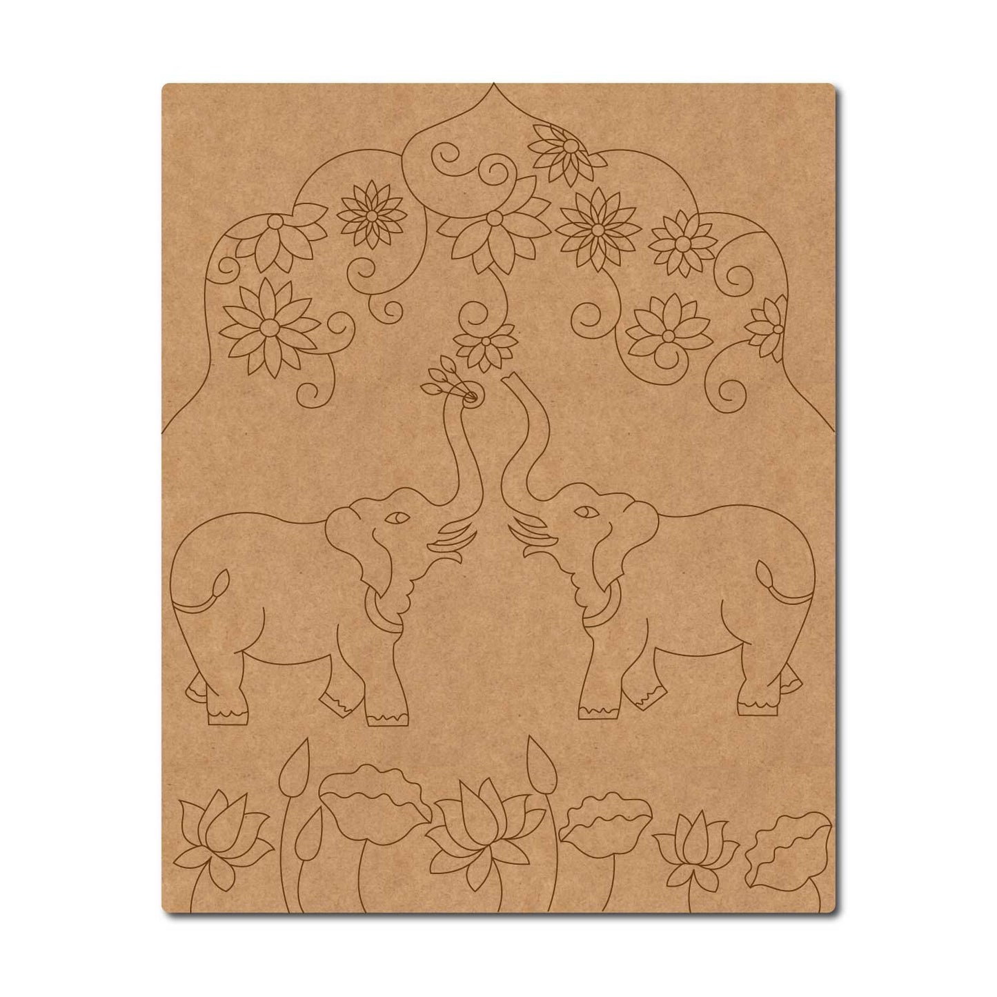 Madhubani Elephant Base Pre Marked MDF Design 1