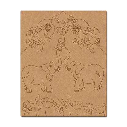 Madhubani Elephant Base Pre Marked MDF Design 1