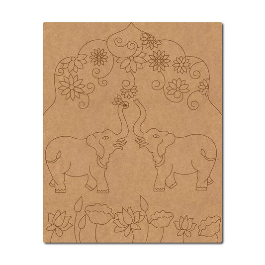Madhubani Elephant Base Pre Marked MDF Design 1