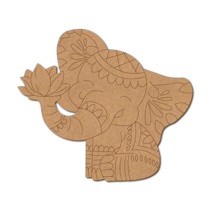 Madhubani Elephant Lotus Pre Marked MDF Design 1