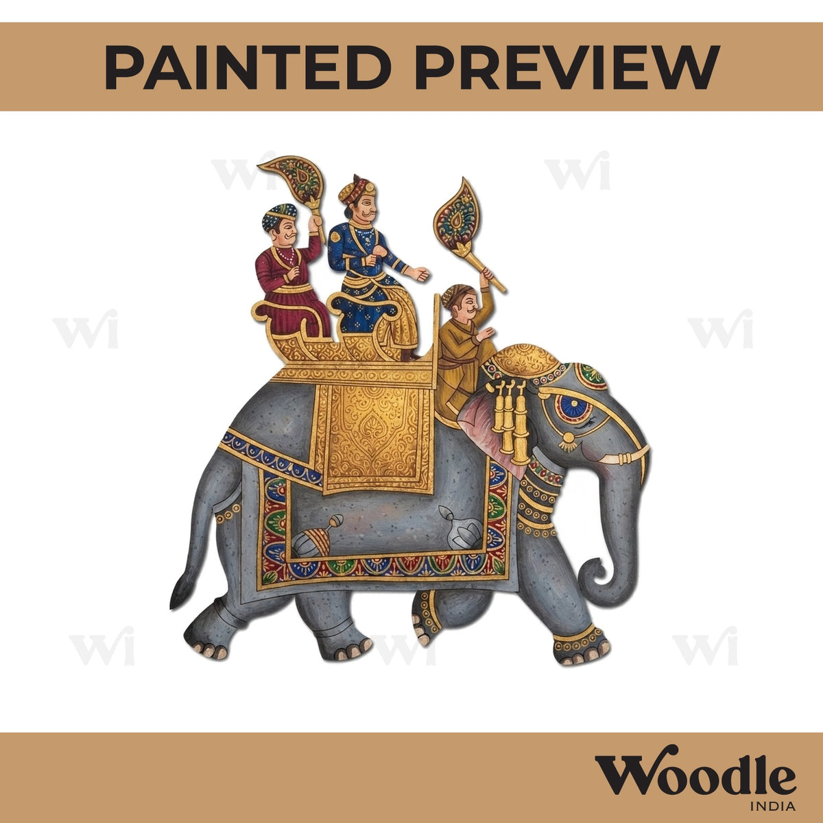 Madhubani Elephant Mughal Pre Marked MDF Design 1