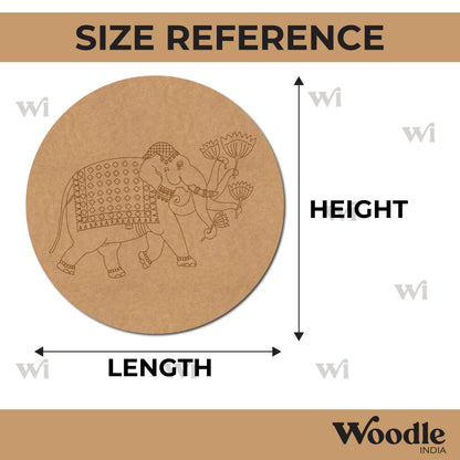 Madhubani Elephant Mughal Pre Marked Round MDF Design 2