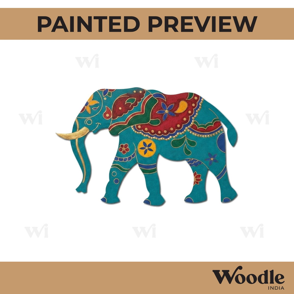 Madhubani Elephant Pre Marked MDF Design 1