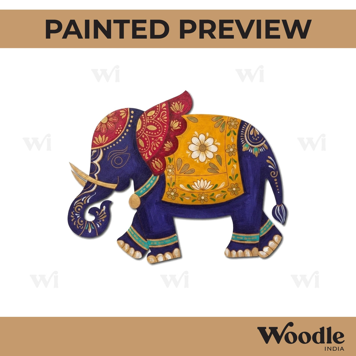 Madhubani Elephant Pre Marked MDF Design 6