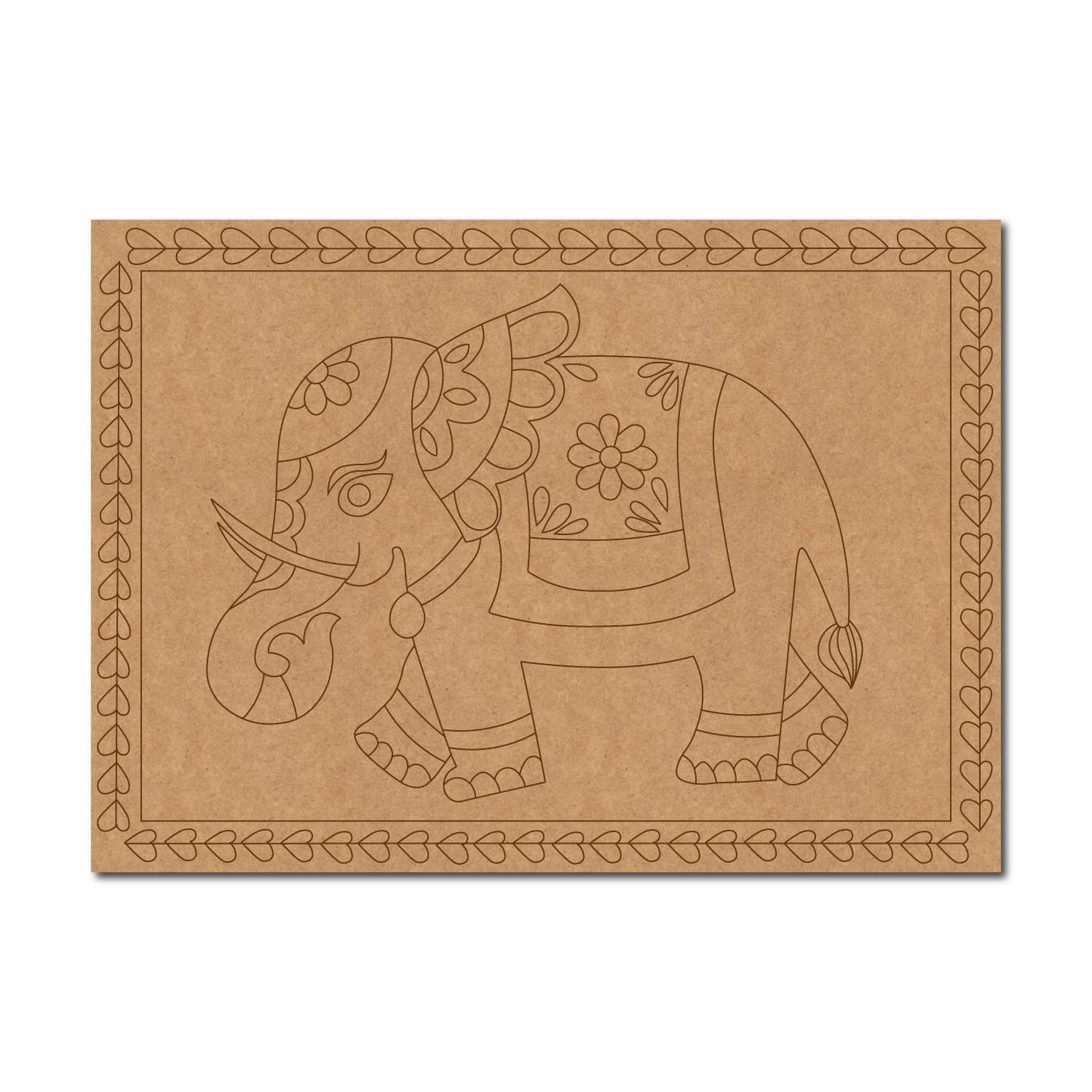 Madhubani Elephant Pre Marked Rectangle MDF Design 1