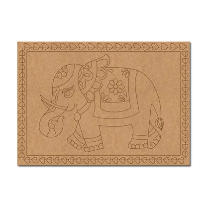 Madhubani Elephant Pre Marked Rectangle MDF Design 1