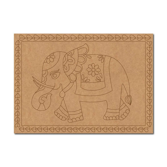 Madhubani Elephant Pre Marked Rectangle MDF Design 1