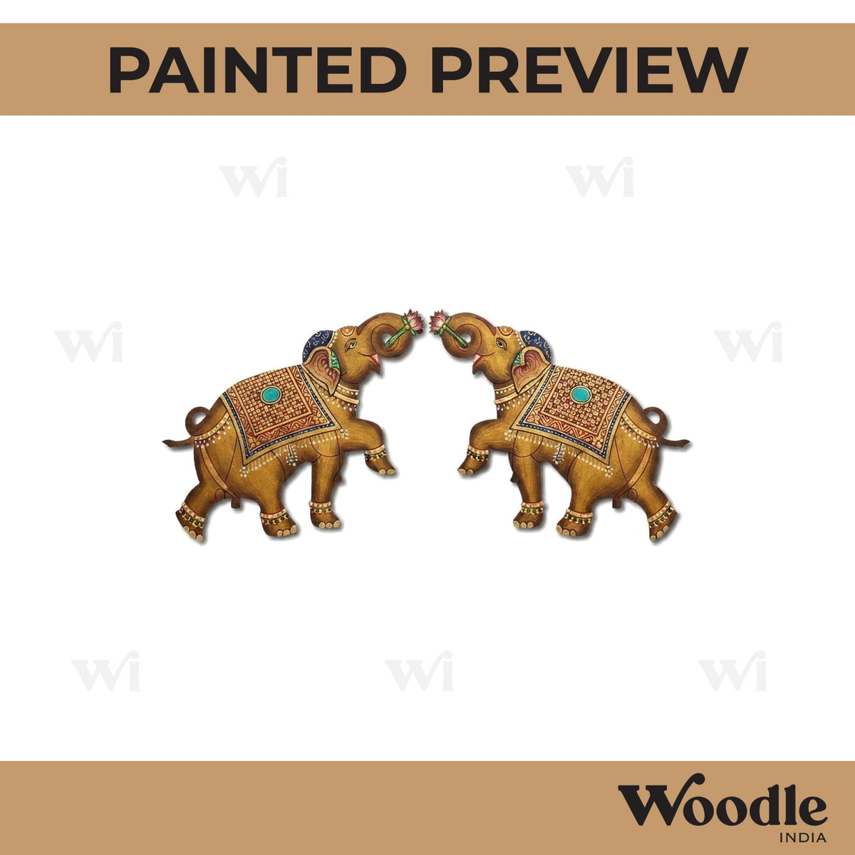 Madhubani Elephant Set Pre Marked MDF Design 1
