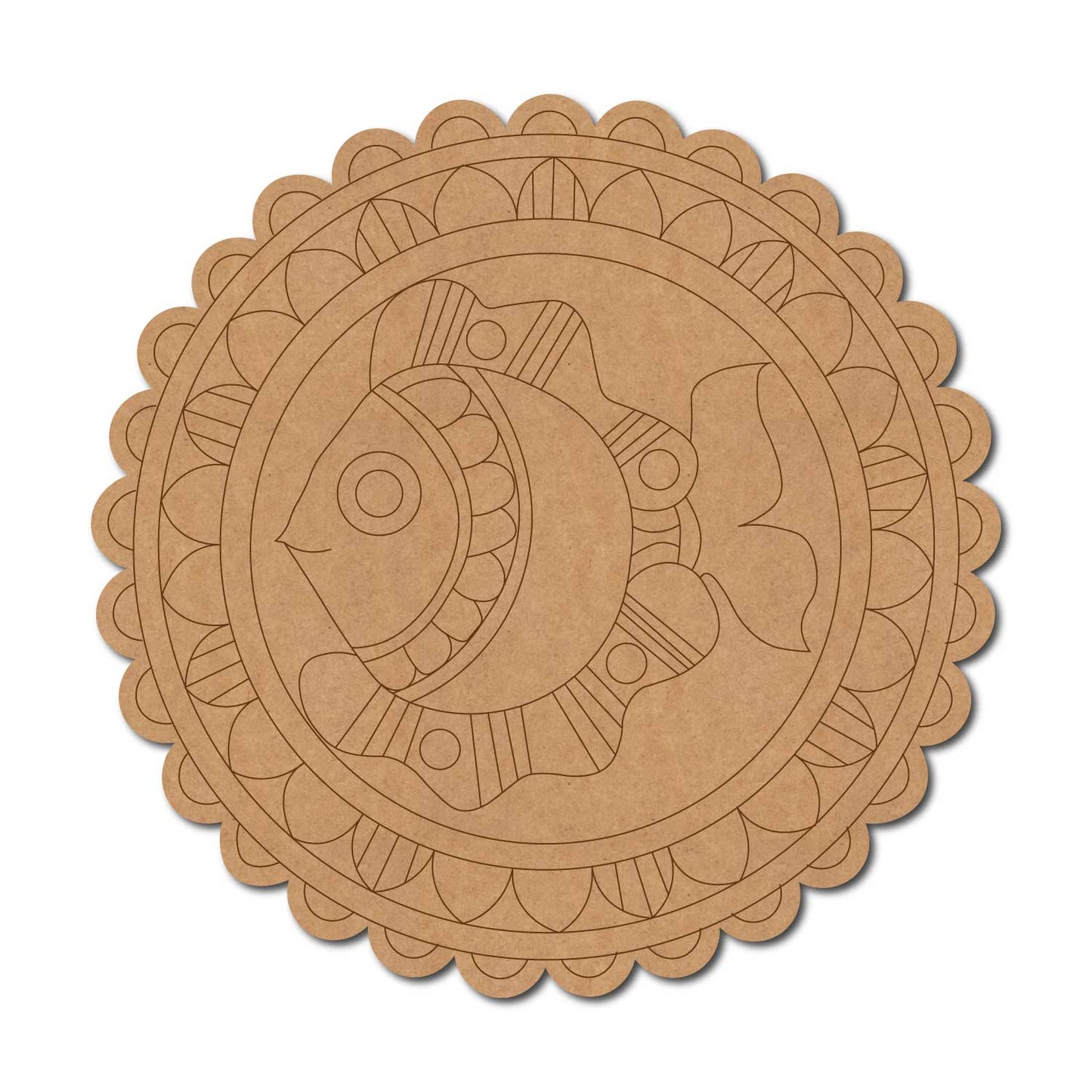 Madhubani Fish Pre Marked Base MDF Design 3