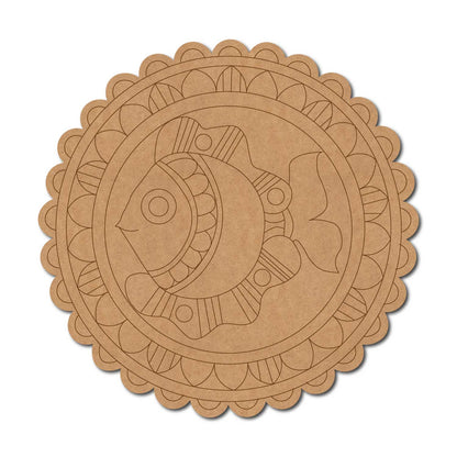Madhubani Fish Pre Marked Base MDF Design 3