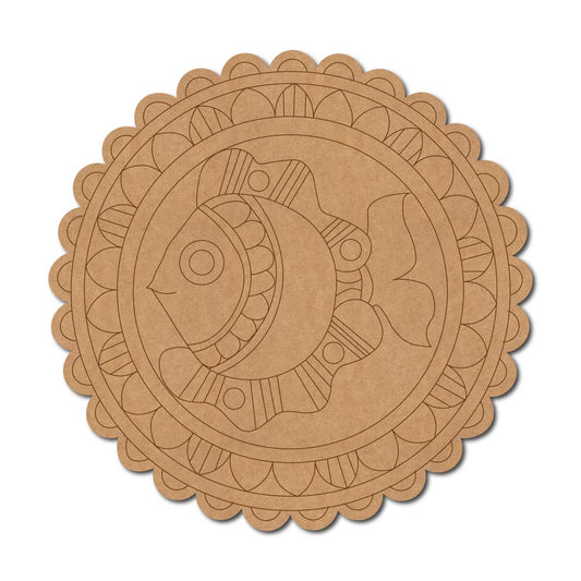 Madhubani Fish Pre Marked Base MDF Design 3