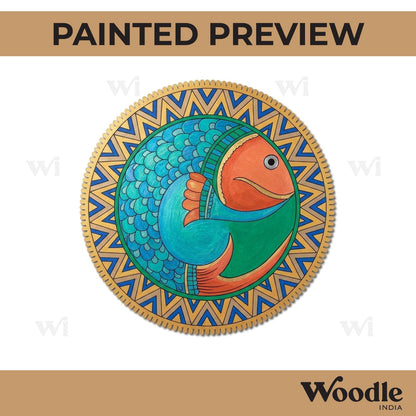 Madhubani Fish Pre Marked Base MDF Design 4