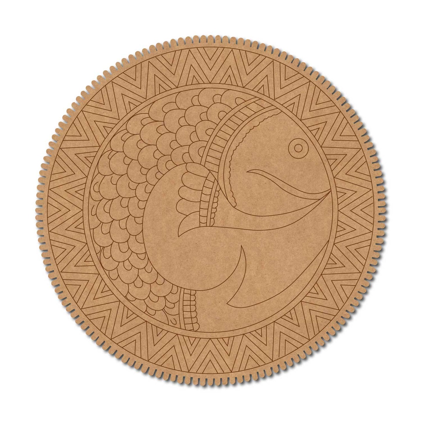 Madhubani Fish Pre Marked Base MDF Design 4