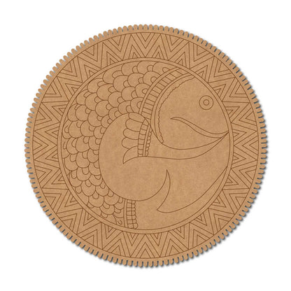 Madhubani Fish Pre Marked Base MDF Design 4