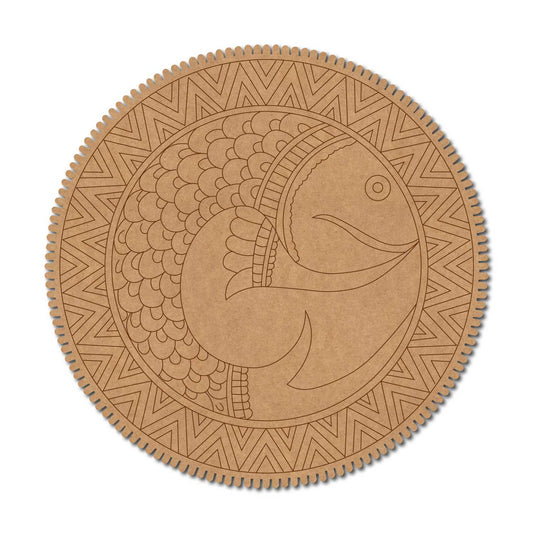 Madhubani Fish Pre Marked Base MDF Design 4