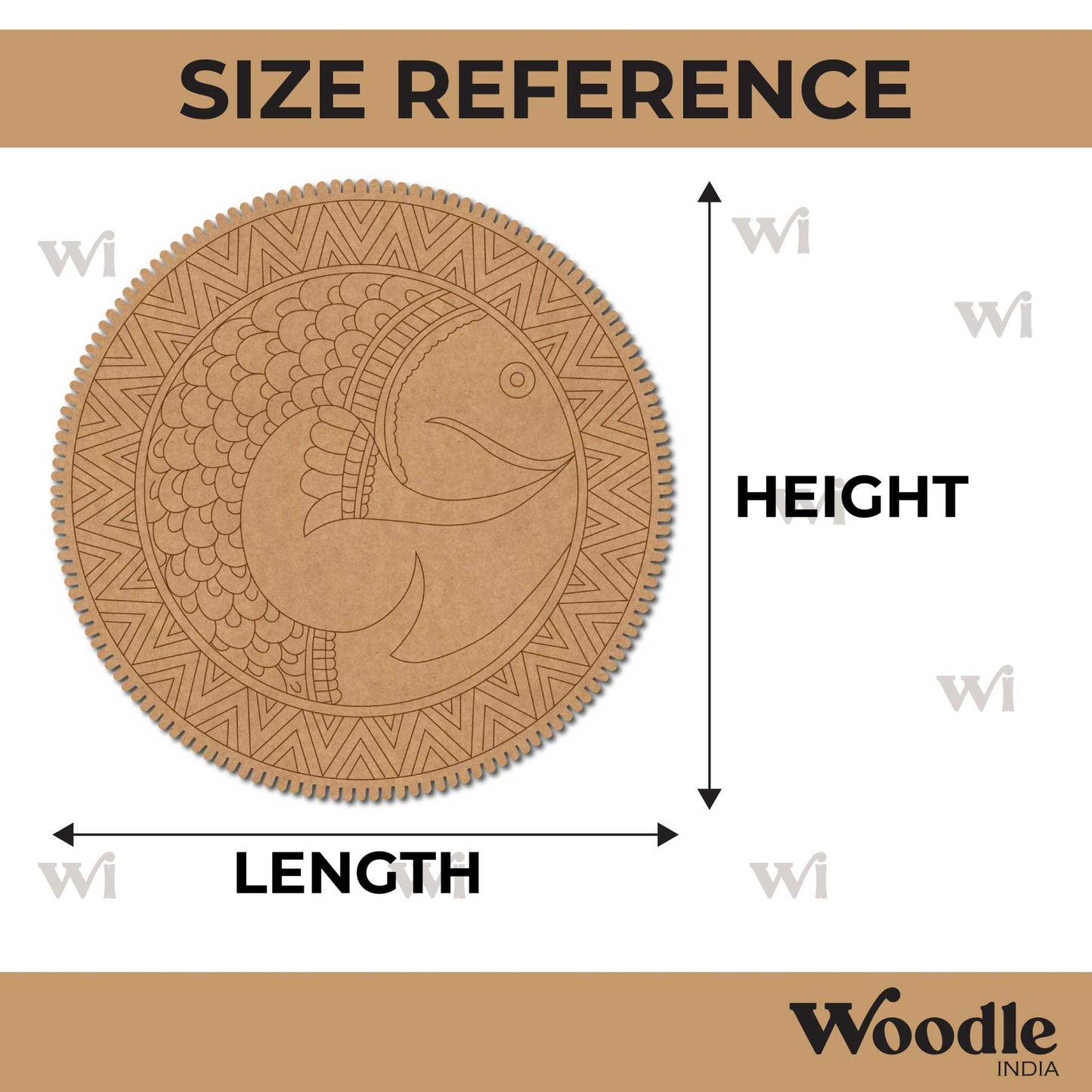 Madhubani Fish Pre Marked Base MDF Design 4