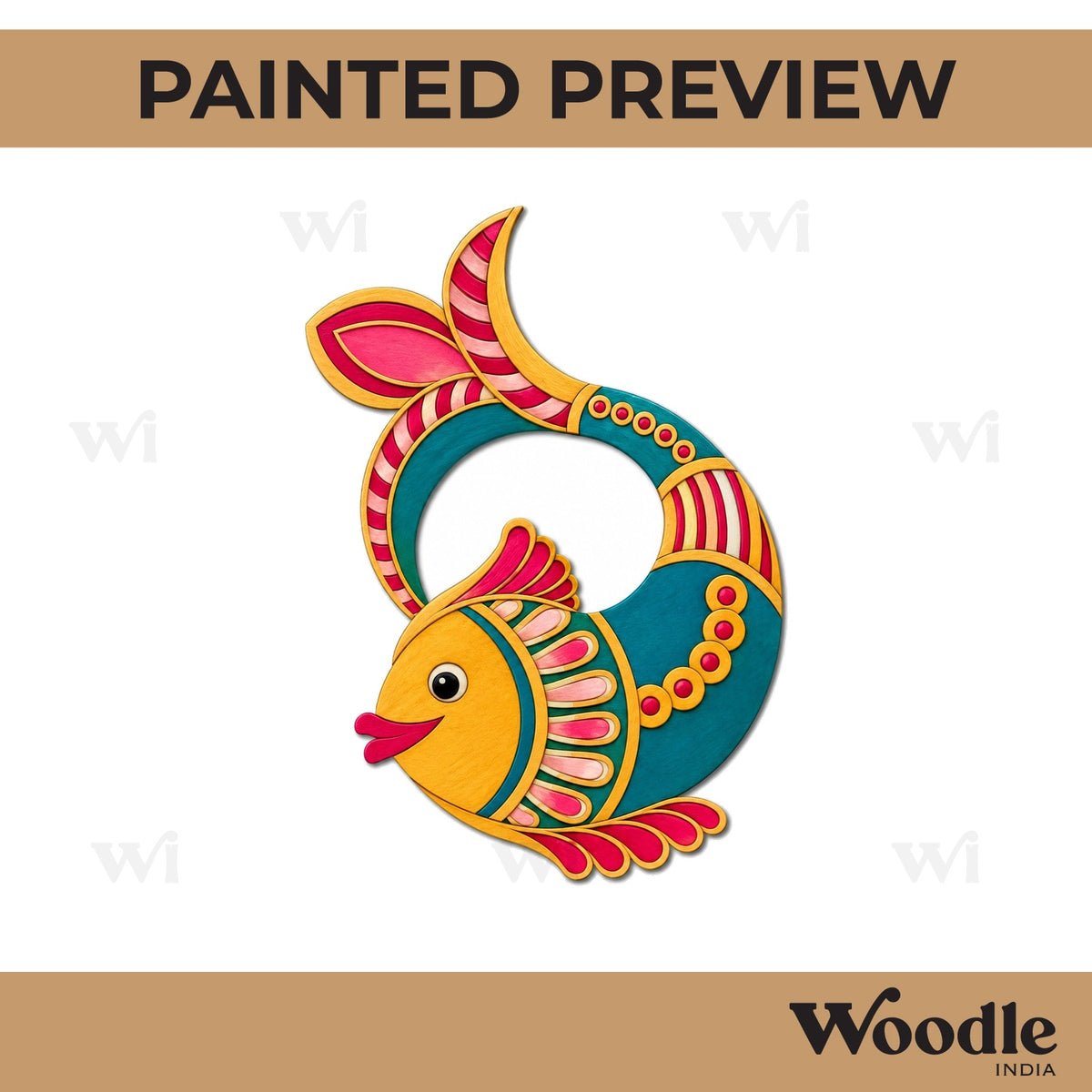 Madhubani Fish Pre Marked MDF Design 1