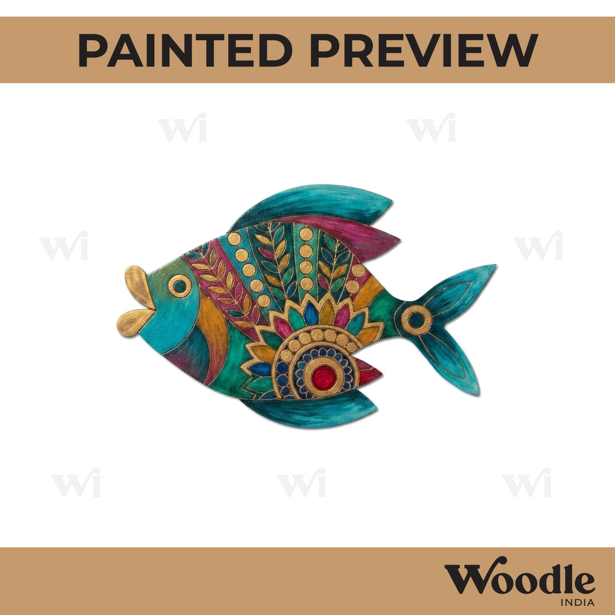 Madhubani Fish Pre Marked MDF Design 2