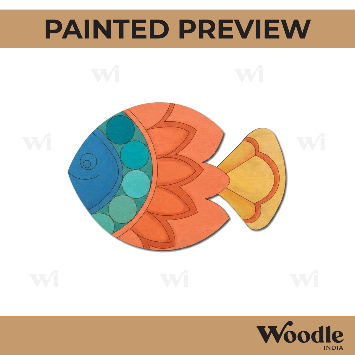 Madhubani Fish Pre Marked MDF Design 4