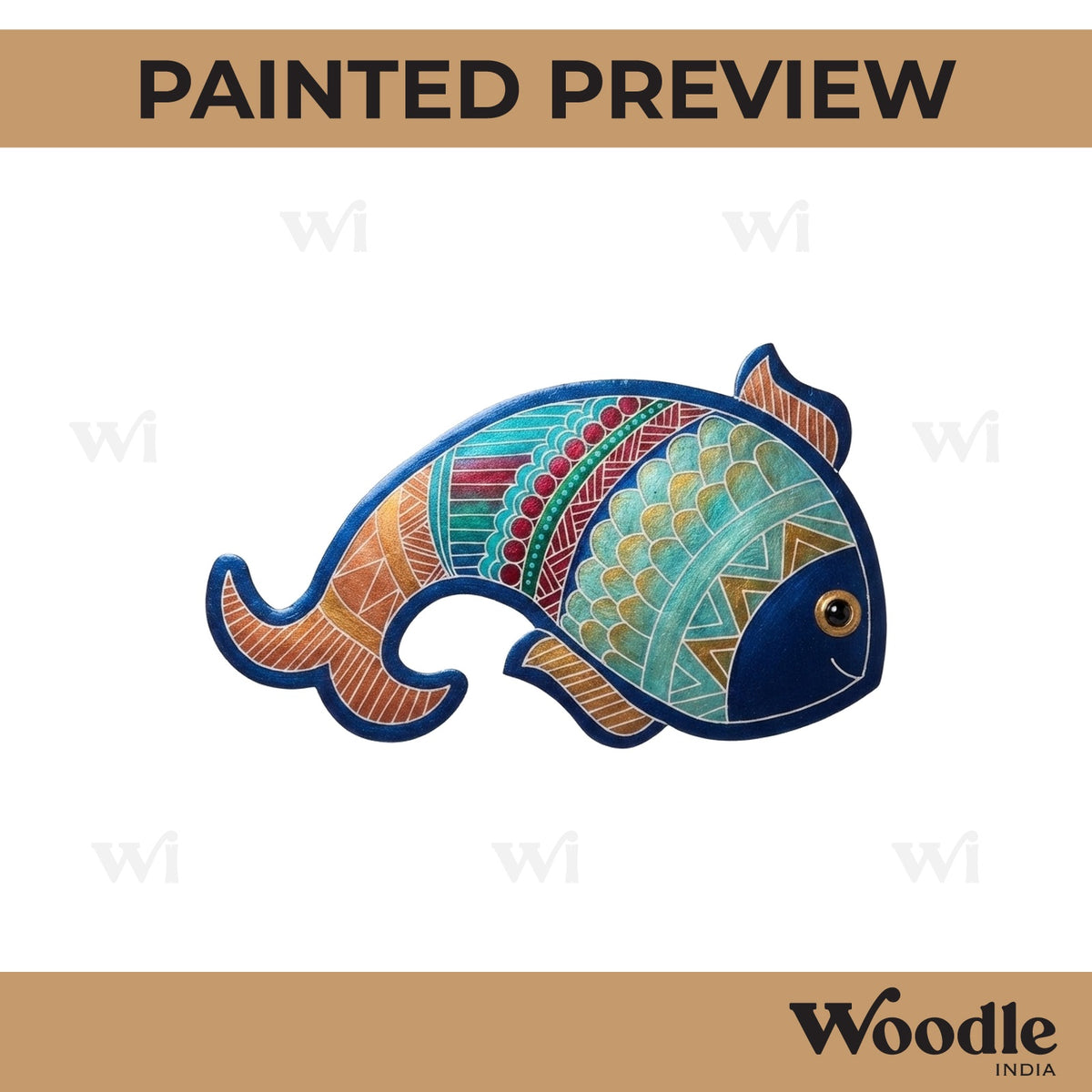 Madhubani Fish Pre Marked MDF Design 5