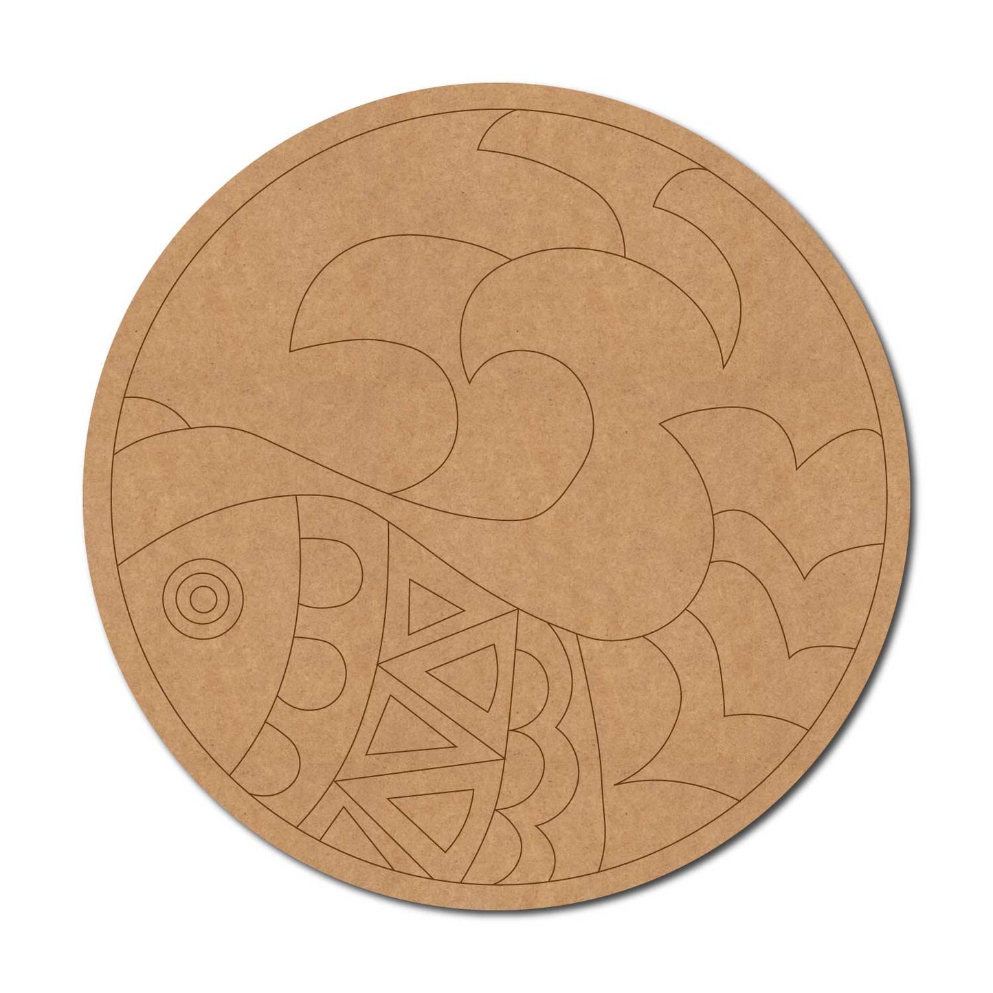 Madhubani Fish Pre Marked Round MDF Design 4