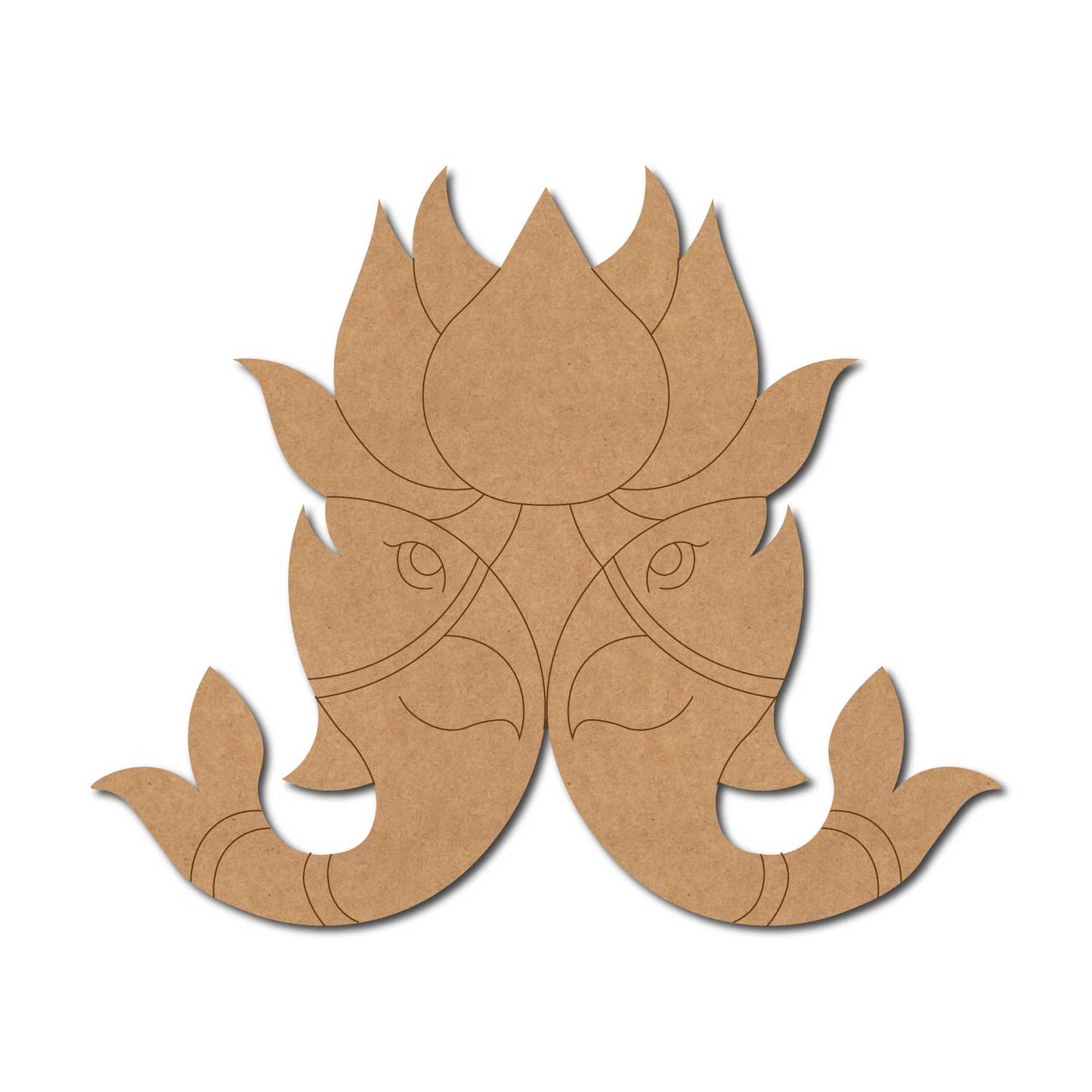 Madhubani Fishes Lotus Pre Marked MDF Design 1